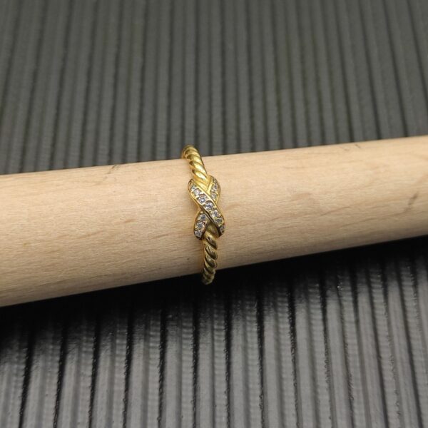 David Yurman Petite X Ring Gold with Diamonds 2.2mm - Original Quality - Image 2