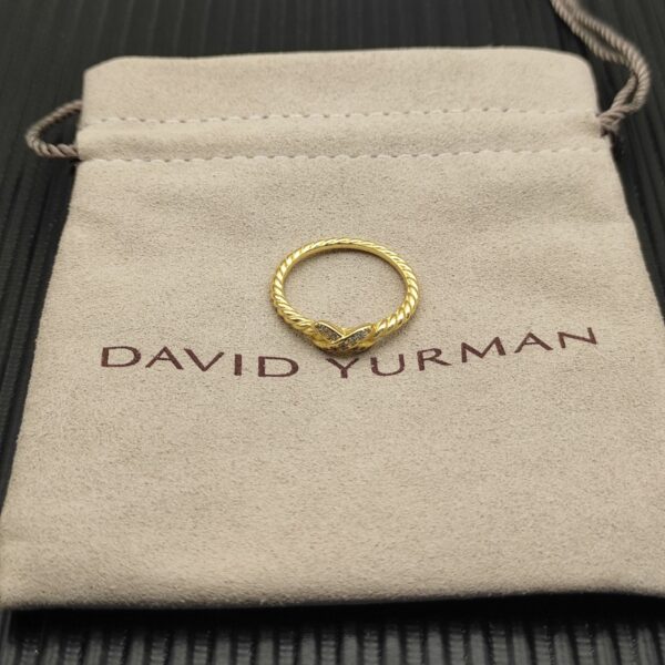 David Yurman Petite X Ring Gold with Diamonds 2.2mm - Original Quality - Image 4