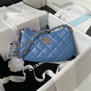 Chanel 23K Hobo Blue Large Bag Aged Calfskin  - Original Quality