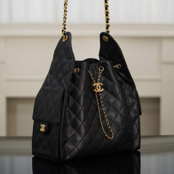 Chanel 25 Large Hobo Bag Black Calfskin - Original Quality - Image 3