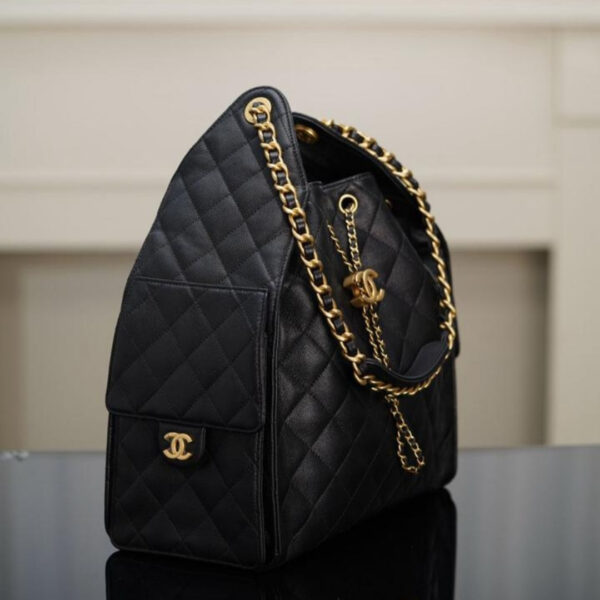 Chanel 25 Large Hobo Bag Black Calfskin - Original Quality - Image 4