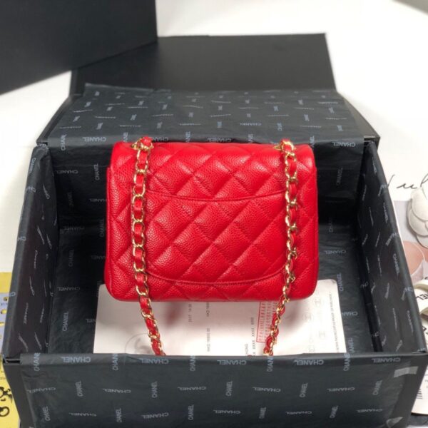 Chanel Mini Square Red Caviar with Gold Hardware - Original Quality - Image 3