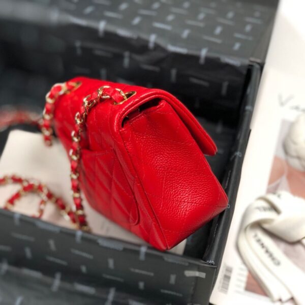 Chanel Mini Square Red Caviar with Gold Hardware - Original Quality - Image 4