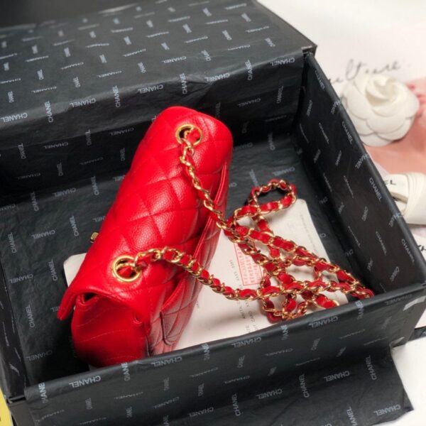 Chanel Mini Square Red Caviar with Gold Hardware - Original Quality - Image 5