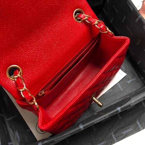 Chanel Mini Square Red Caviar with Gold Hardware - Original Quality - Image 8