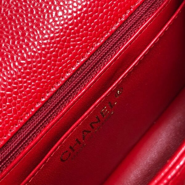 Chanel Mini Square Red Caviar with Gold Hardware - Original Quality - Image 9