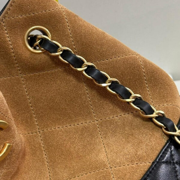 Chanel Small Coco Hobo Bag Brown Suede & Black Shiny - Original Quality - Image 3