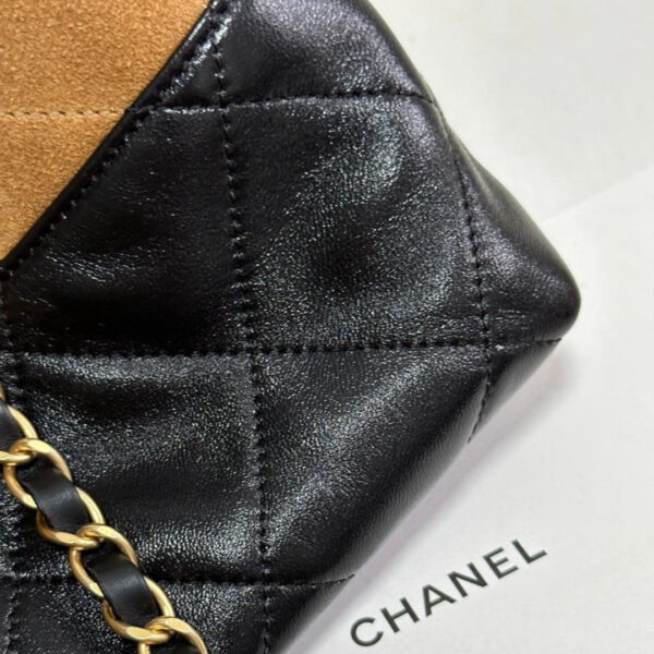 Chanel Small Coco Hobo Bag Brown Suede & Black Shiny - Original Quality - Image 4
