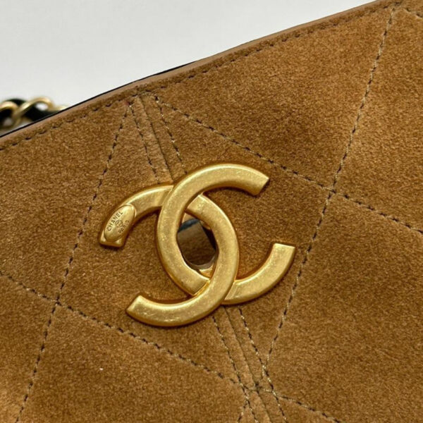 Chanel Small Coco Hobo Bag Brown Suede & Black Shiny - Original Quality - Image 7