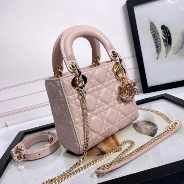 Mini Lady Dior Bag Powder Pink Lambskin - Original Quality - Image 2