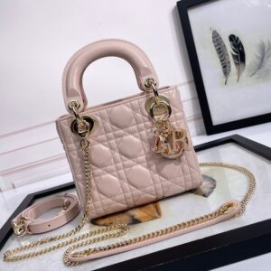 Mini Lady Dior Bag Powder Pink Lambskin - Original Quality