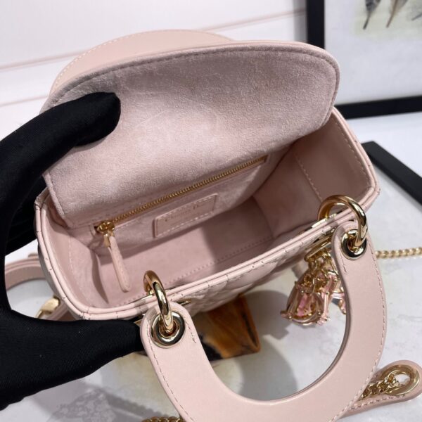 Mini Lady Dior Bag Powder Pink Lambskin - Original Quality - Image 7