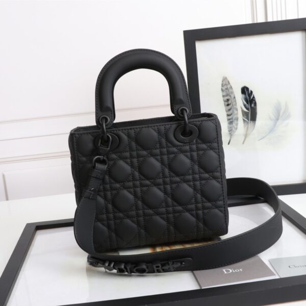 Small Lady Dior Bag Black Ultramatte Cannage Calfskin - Original Quality - Image 3