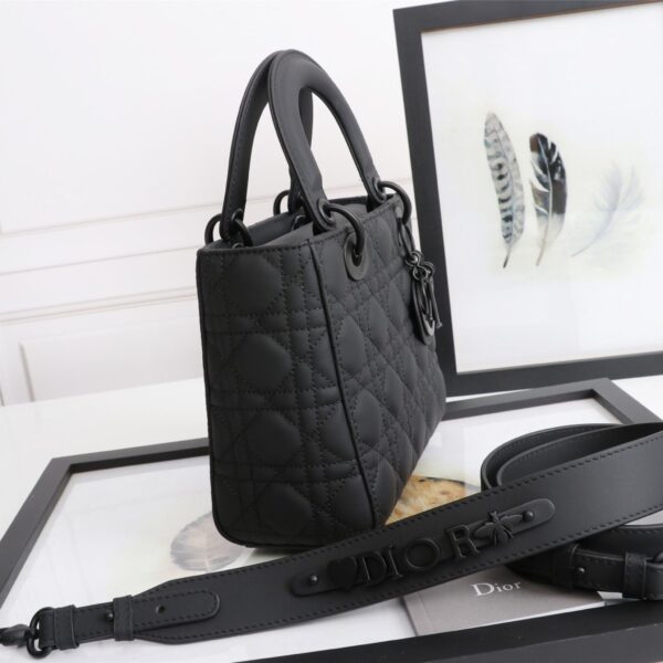 Small Lady Dior Bag Black Ultramatte Cannage Calfskin - Original Quality - Image 4