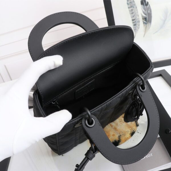 Small Lady Dior Bag Black Ultramatte Cannage Calfskin - Original Quality - Image 7